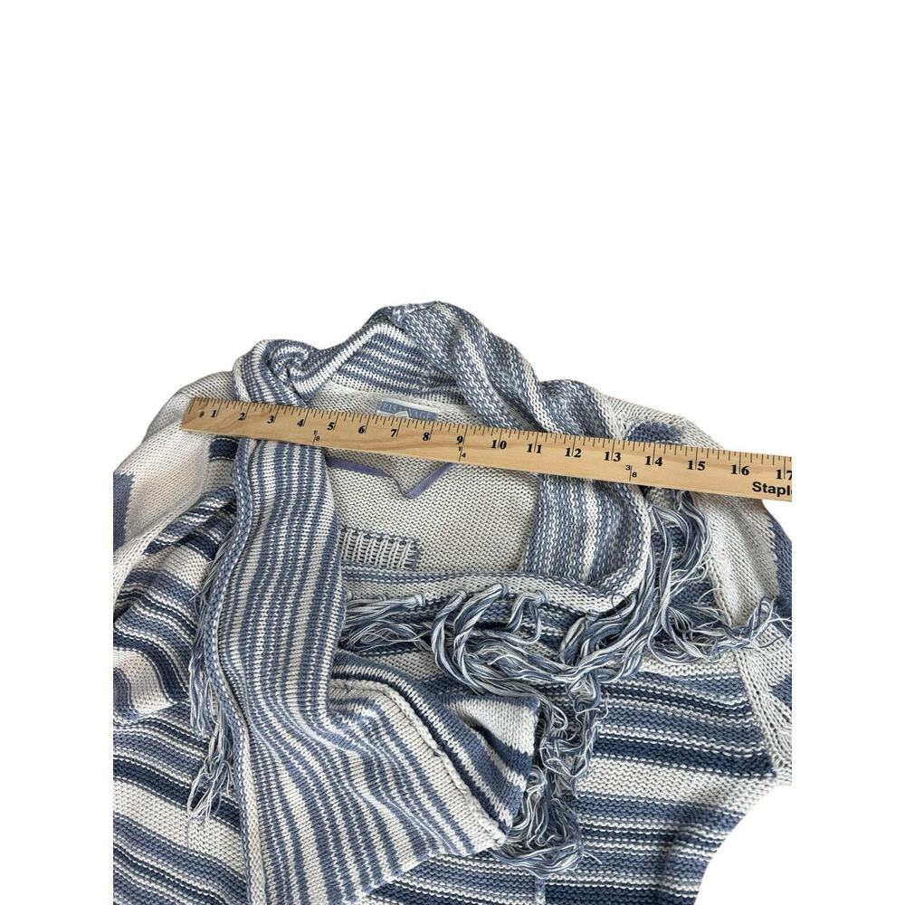 PJ Salvage Sweater Womens Medium Blue Open Front Fringe Cardigan Boho Western - Picture 8 of 14